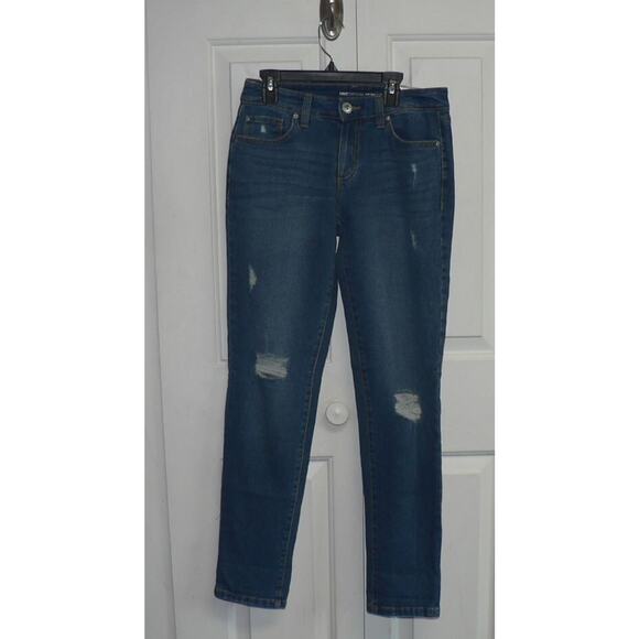 INC International Concepts Curvy MidRise Ripped Straight-Leg Blue Jeans 0/25 $70 - Picture 9 of 12